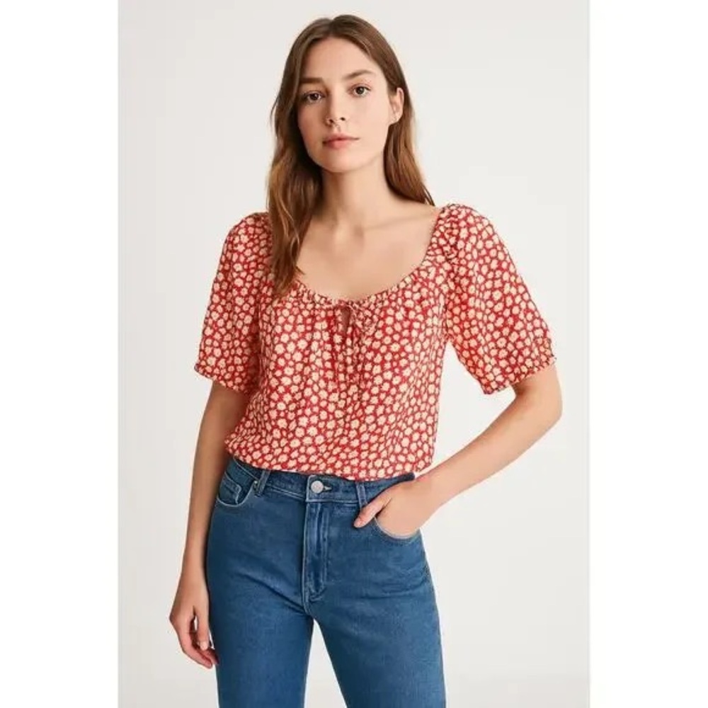 Sezane Gabriella Blouse in Daisy Red